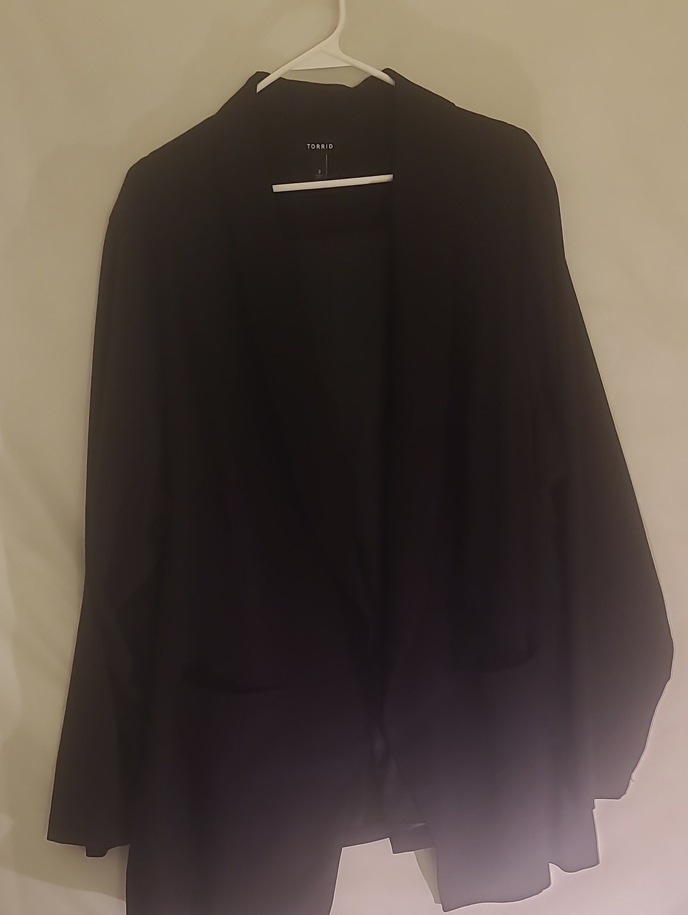 torrid Black Long Line Open-Front Blazer Jacket - Draped Front